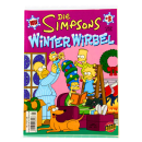Cover des Simpsons Comic Winter-Wirbel Nr. 5 mit Homer, Bart und Lisa im winterlichen Springfield  Vorderseite des Simpsons Comic Winter-Wirbel Nr. 5, deutscher Panini-Comic